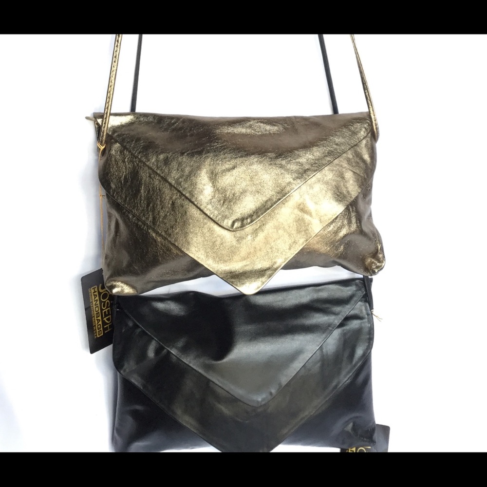 NWT leather envelope bag black or pewter 408